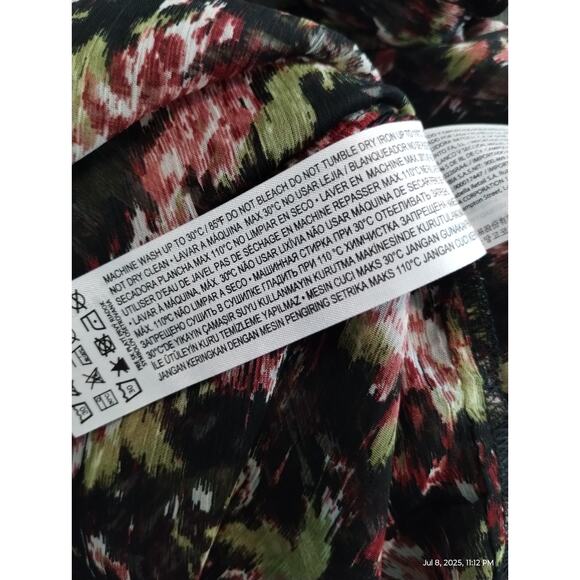 Mango MNG Women's size 3X Sheer Floral Bow Tie Puff Ruffle Sleeve Carol Blouse - Picture 11 of 12